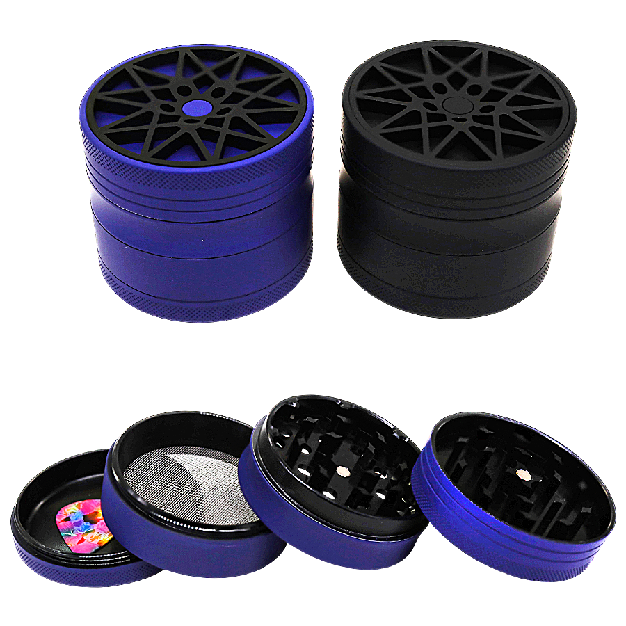 Crushers Matte Finish Geometric Flower Design 4 Part Grinder | 63mm | (GR703) | Assorted Colors - image 1 of 2